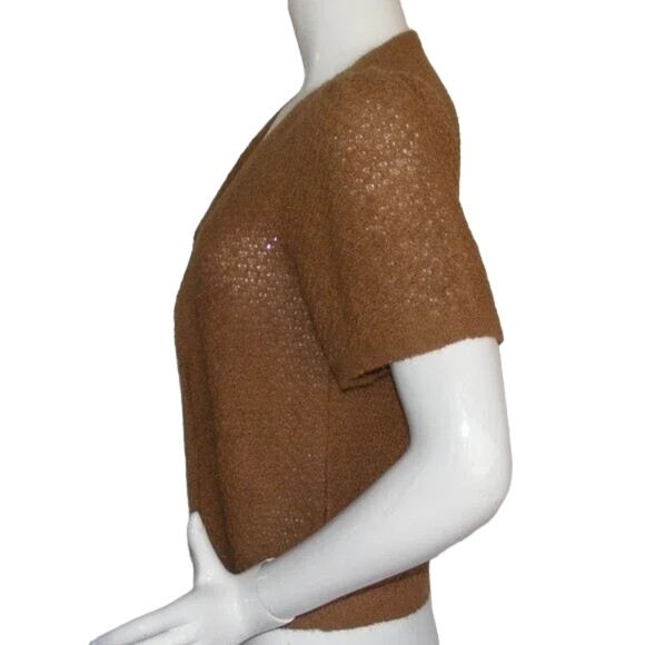 ANDEAN SUN Alpaca Sweater Top, L, Open front, Short sleeves, Textured, Cardigan - Picture 8 of 10